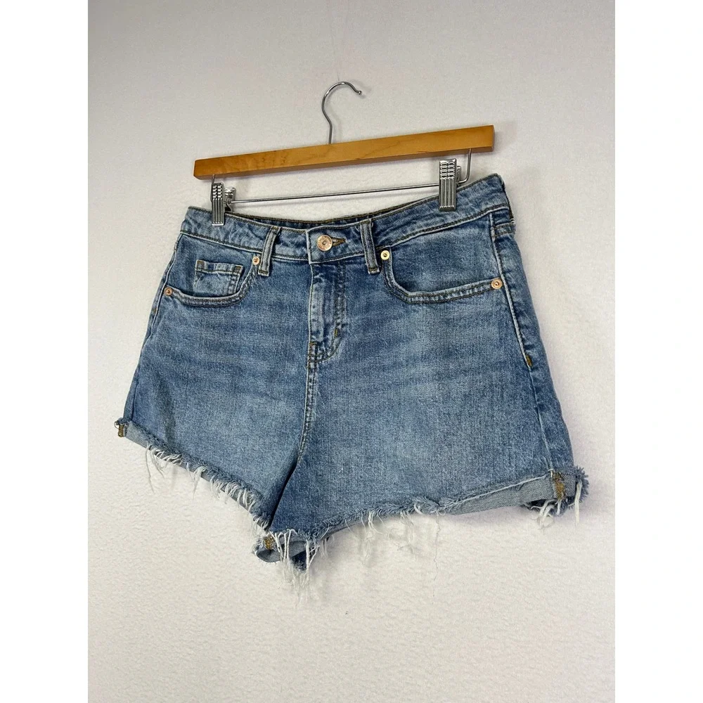 Boho Festival Wild Fable Women 8 Blue High Rise Rolled Cuff Raw Hem Denim Shorts